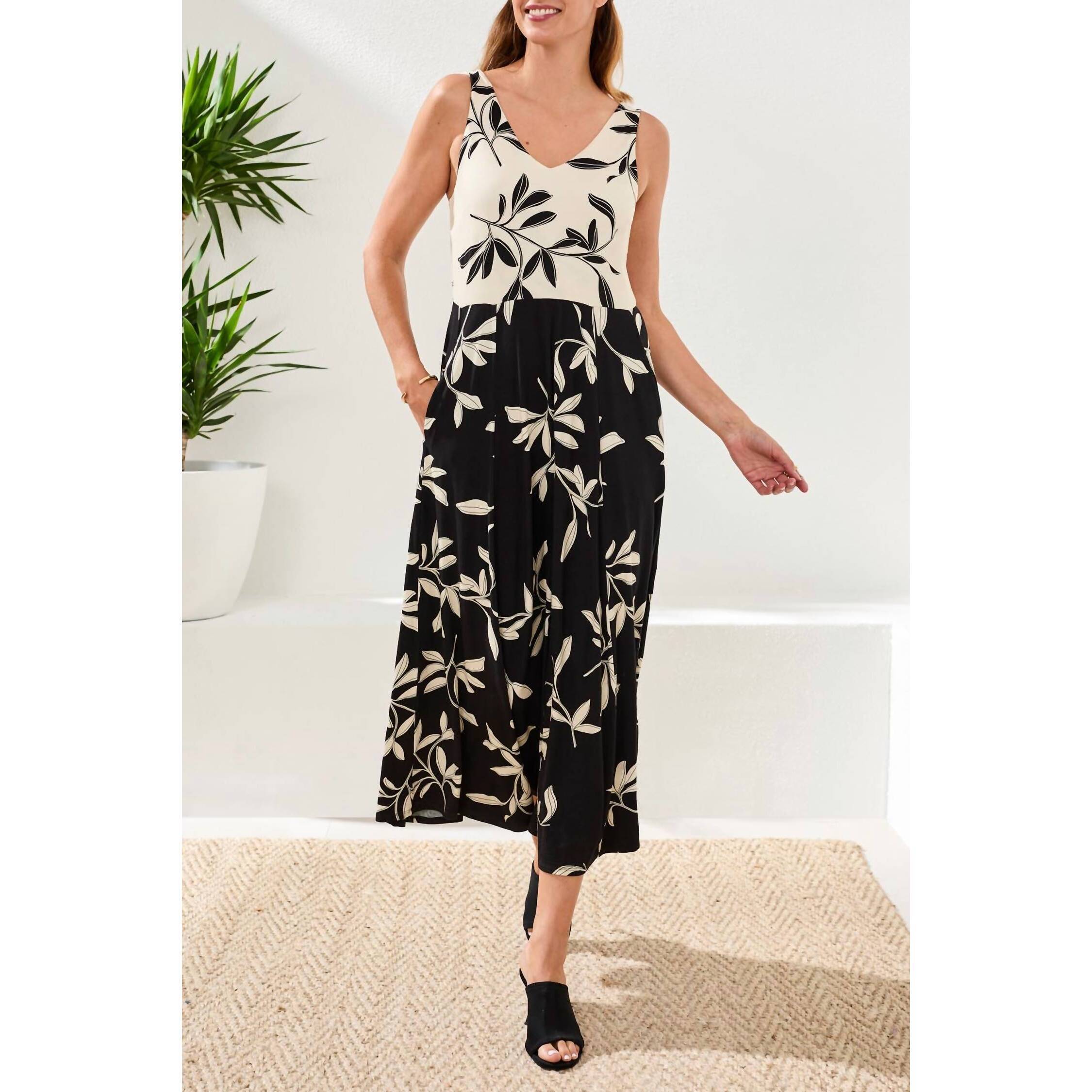 New Tribal Sleeveless Combo Dress In Canvas-1821